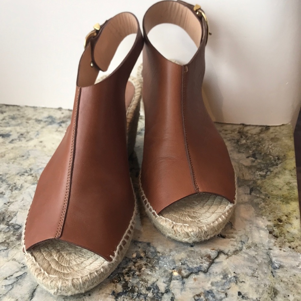 Bettye Muller Luggage Brown Leaher Espadrilles